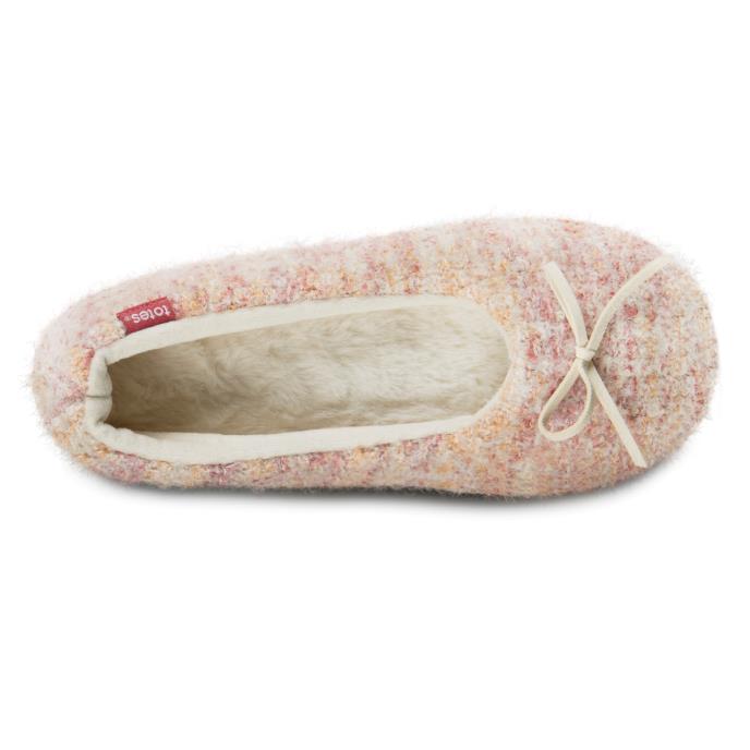 totes toasties® Ladies Knitted Ballet Slippers Pink Extra Image 5